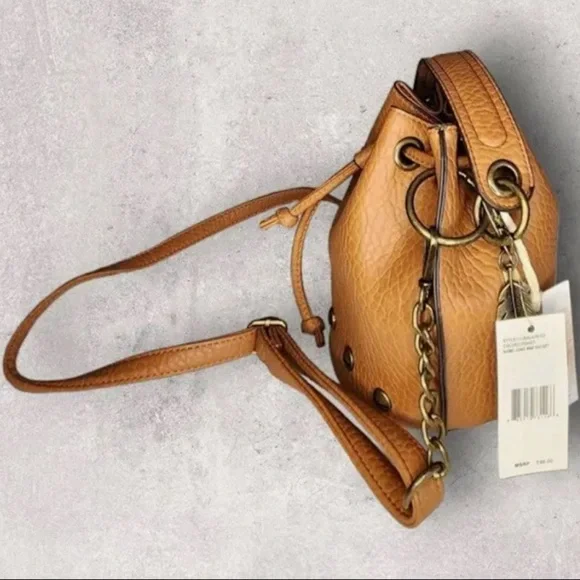 Jessica Simpson Janis Mini BUCKET Bag, Cognac, NWT - Picture 11 of 14